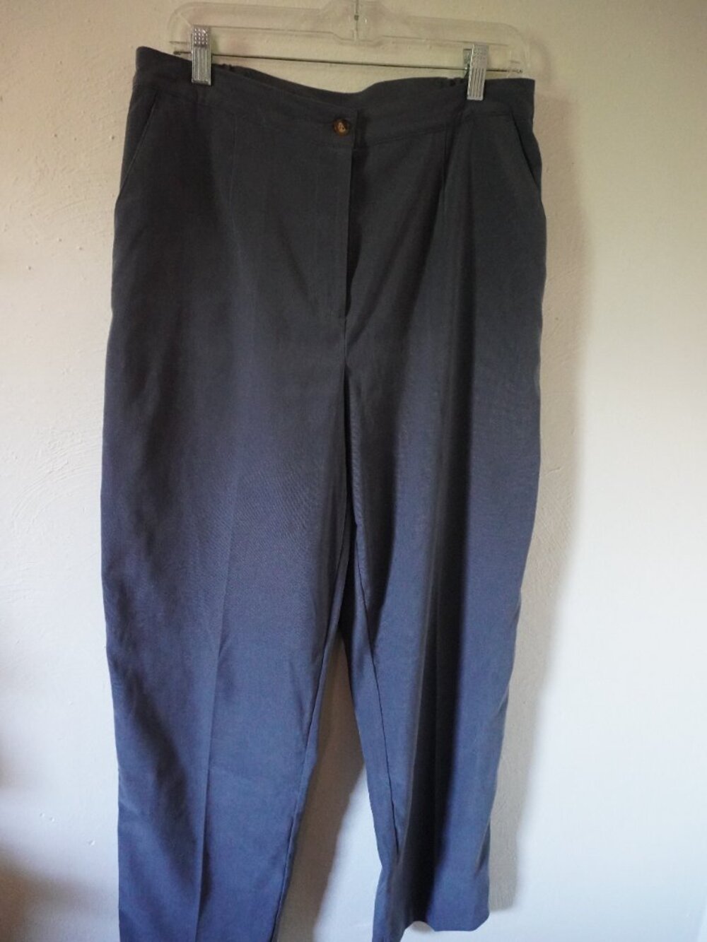 Orvis Faux Suede Pants Women 14 Blue High Rise Straight Leg Pleated Stretch